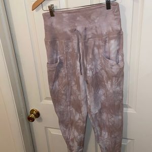High wasted tie dyed joggers with side pockets